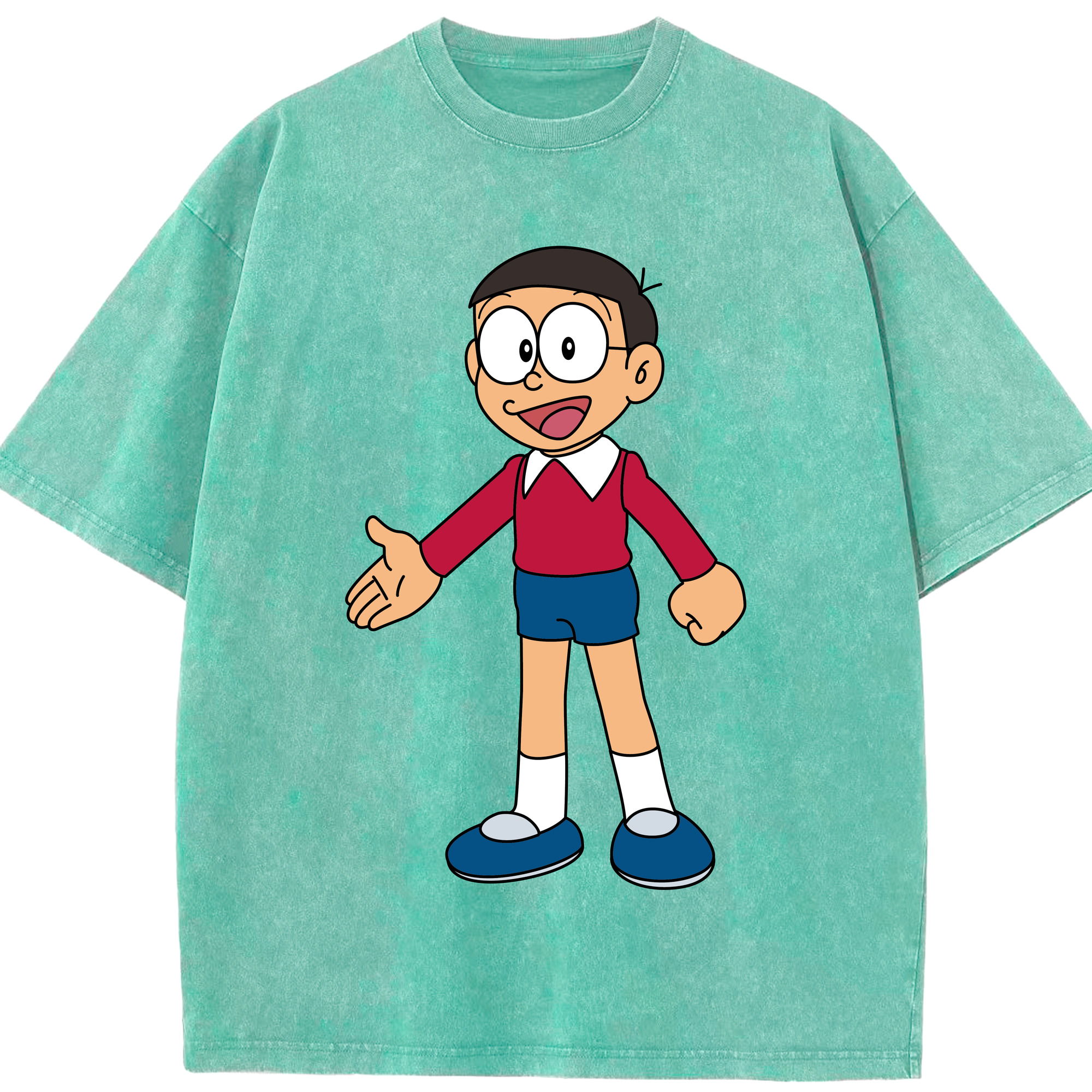 （画像用） ドラえもん 野比 のび太 Doraemon Nobita Nobi 綿100% ヴィンテージ風 半袖Tシャツ（フロントプリント）